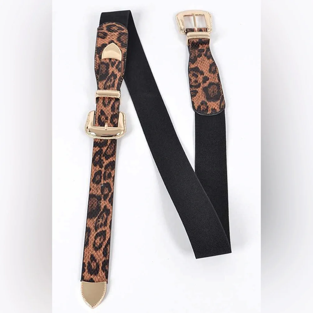 Plus Size Leopard Animal Print Skinny Statement Belt